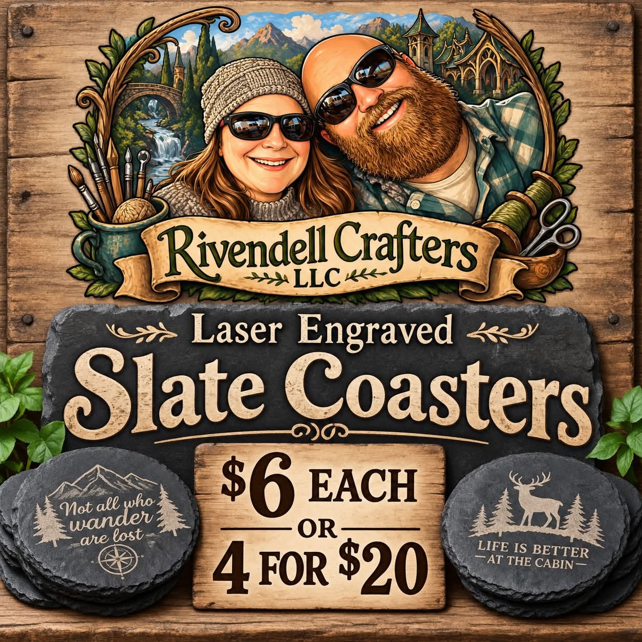 Laser-Engraved Slate Coasters